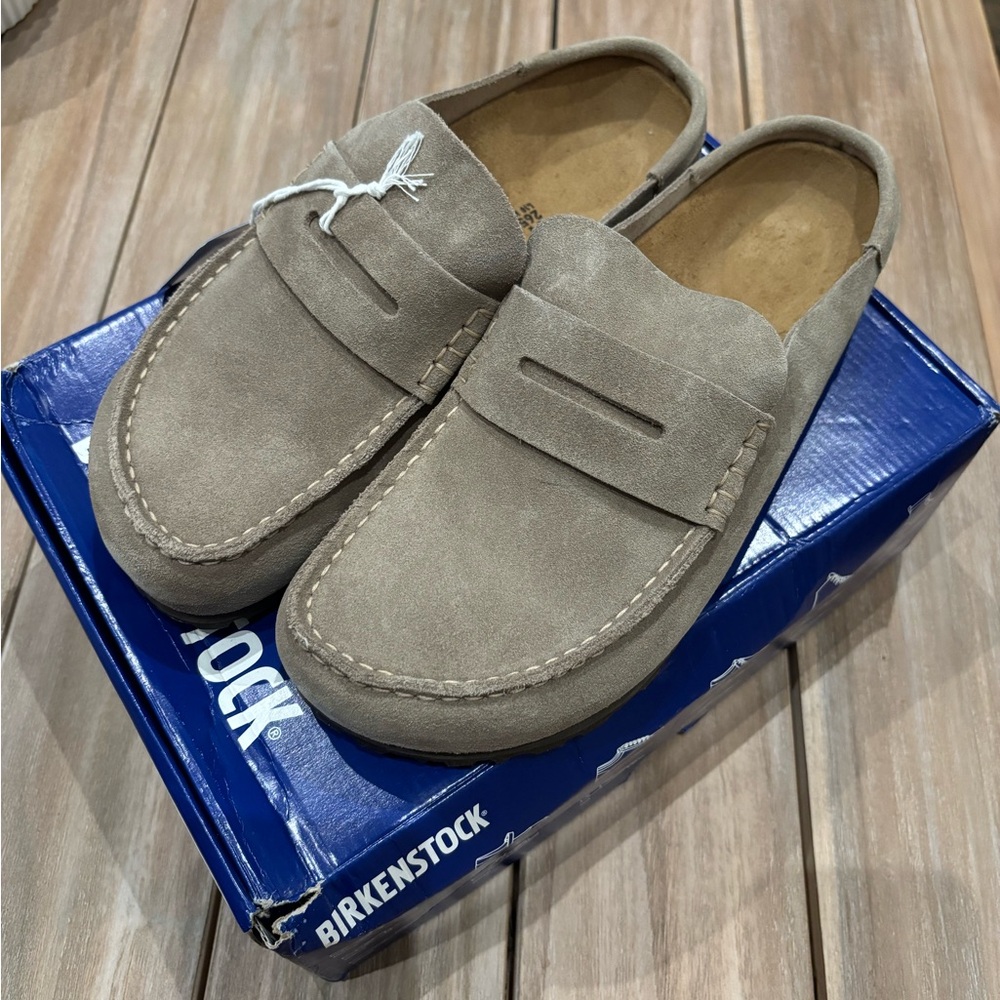 Birkenstock Naples Taupe Suede Wrapped Naples, 41 Narrow, Brand New With Box